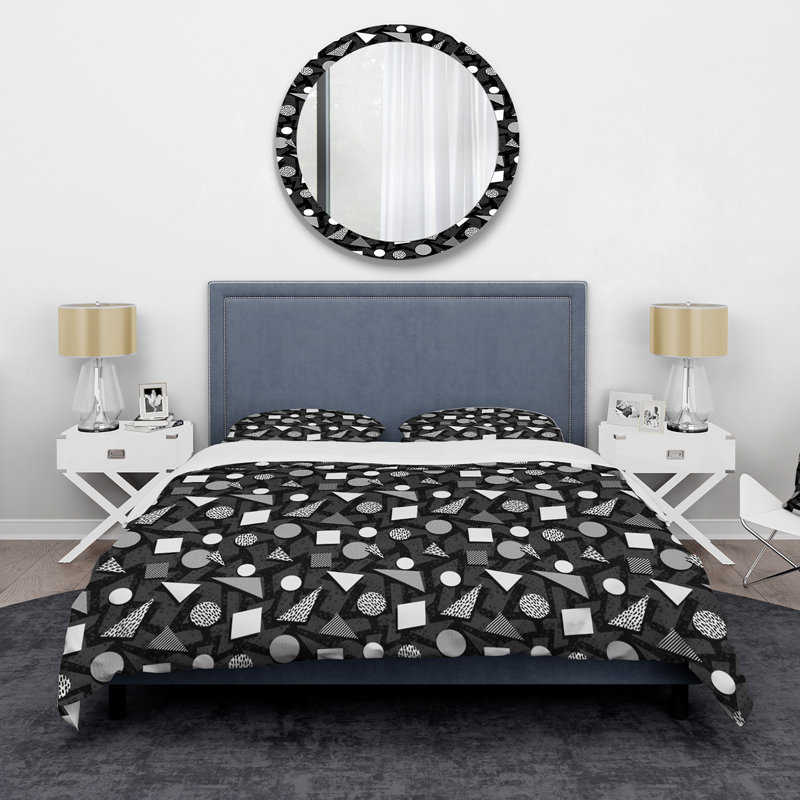 Polyester Geometric Shapes Duvet Cover, King Duvet Cover + 2 King Shams