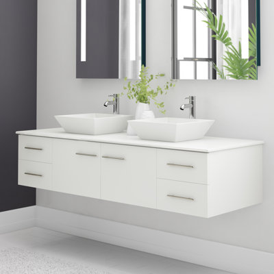 Juarez 60" Wall-Mounted Double Bathroom Vanity Set