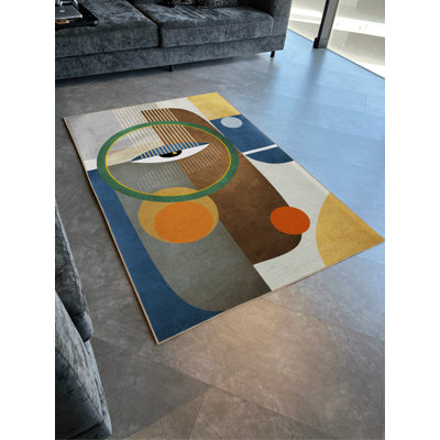 Tapis décoratif moderne multicolore à motif abstrait