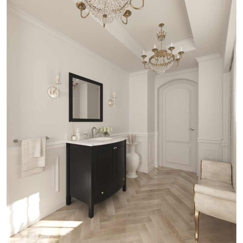 Ensemble de meuble-lavabo simple 32 po Augustin, Espresso, Blanc; gris