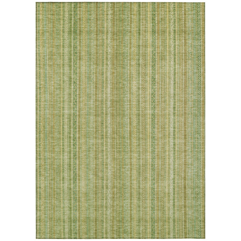Tapis extérieur lavable rayé vert et artichaut 3 pi x 5 pi vert artichaut