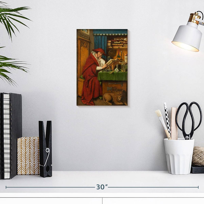 Saint Jerome dans son bureau, H 12 po x l 8 po