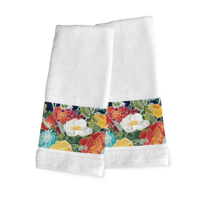 Cardone Midnight Floral Hand Towel Set By Laural Home