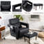 Laguer Faux Leather Armchair with Footstool-479042101