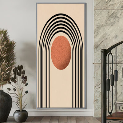 Impression sur toile rétro vintage orange et noir - vortex noir Mid-Century