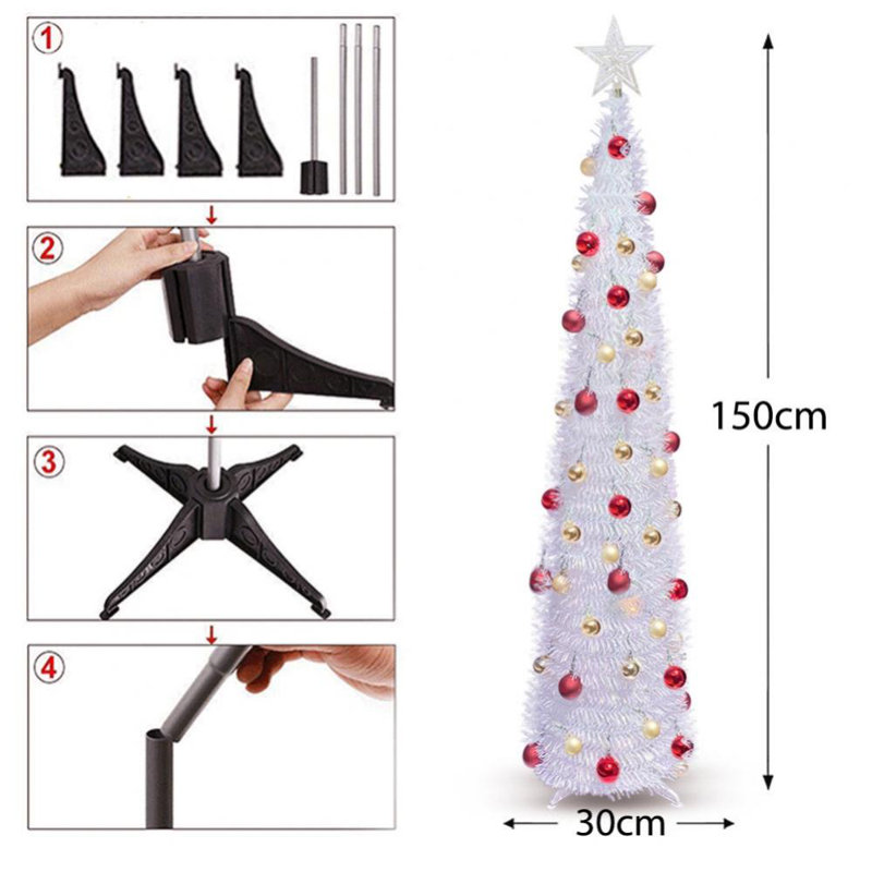 Arbre de Noël blanc 5 'H 5' avec 50 lumières DEL