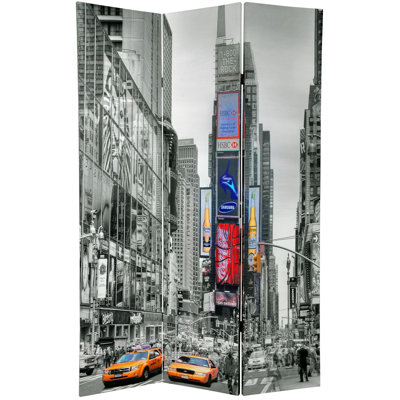 6 Ft. Tall Double Sided Black And White New York Bridge Canvas Room Divider