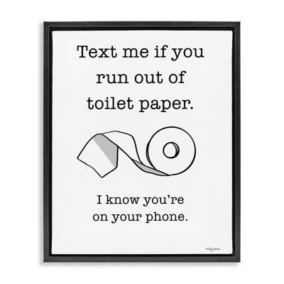 Text Me for Toilet Paper Gold Framed Floater Canvas Wall Art by Molly Matin