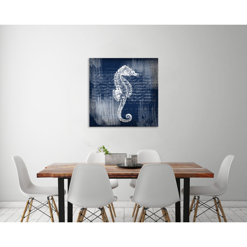 Lula Bijoux Studio Sea Horse On Blue - Wrapped Canvas Print, 48" H x 32" W x 1.5" D