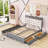 Queen 2 Drawers Platform Bed with Twin-XL Trundle and Built-in Sockets & USB Ports-298169958