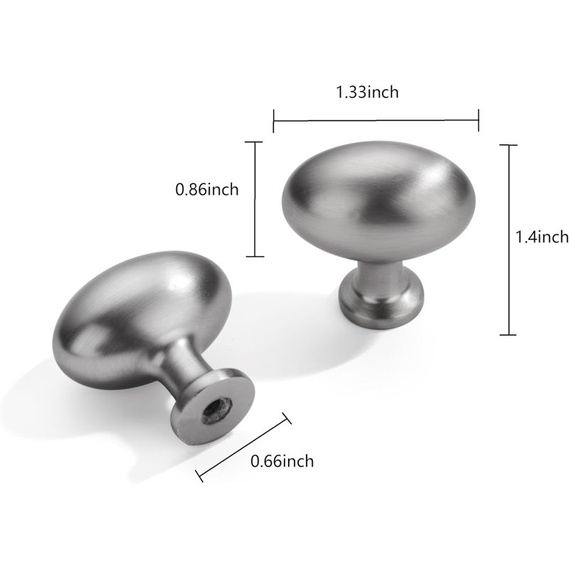 Brushed Satin Nickel Oval Cabinet Knobs - Durable Zinc Alloy Drawer Pulls For Kitchen Cabinets And Dressers - Easy Installation, Elegant Design
