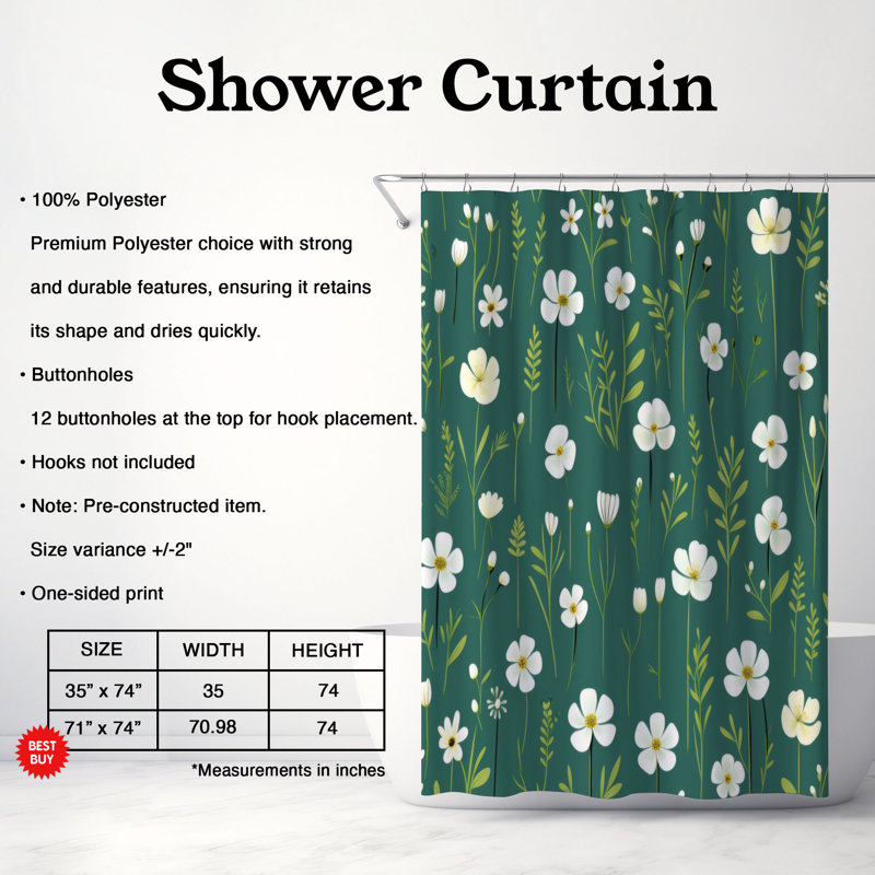 Rideau de douche D Pet, H 74 po x l 71 po