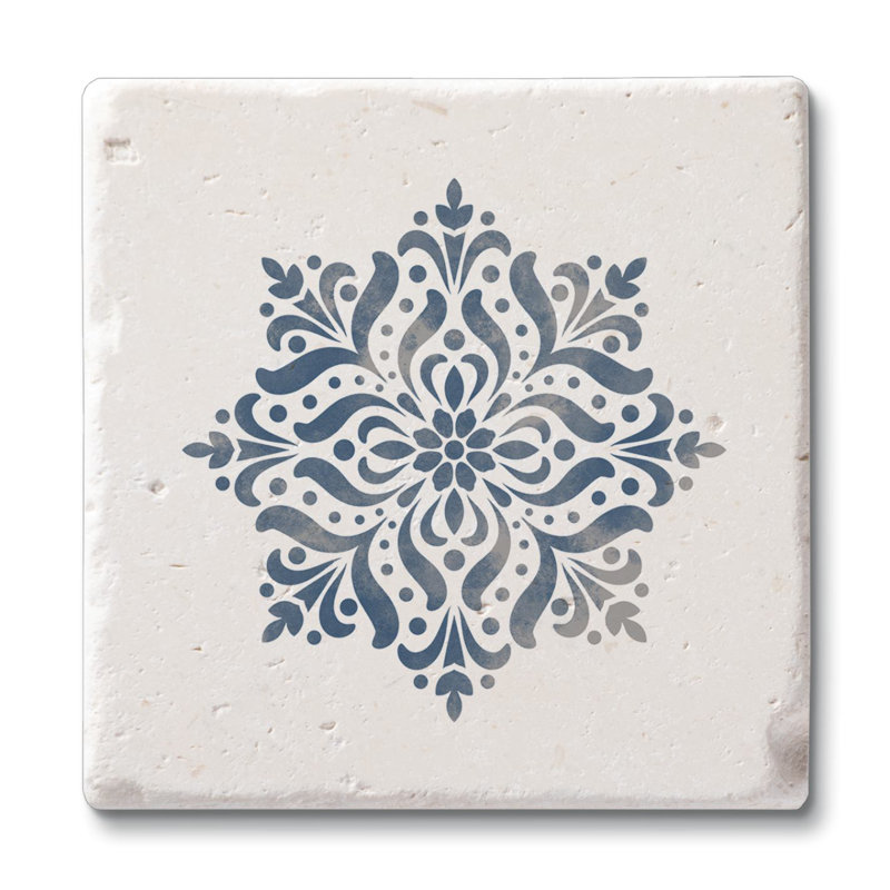 Paquet de 4 sous-verres en médaillon bleu naturel
