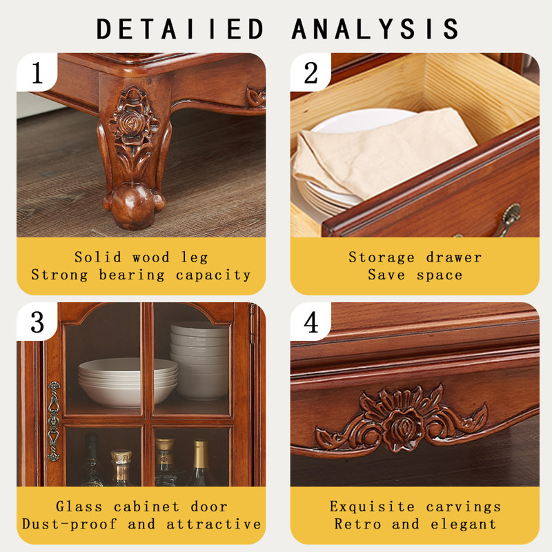 Modern Nut-Brown Solid Wood Sideboard