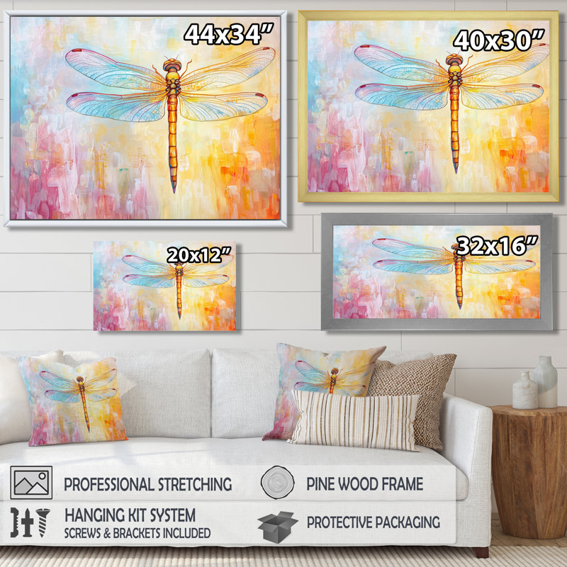 Libellule au coucher du soleil II - Libellule, art mural, H 24 po x l 32 po, Noir