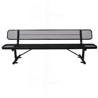 8 Ft. Outdoor Steel Bench With Backrest Black