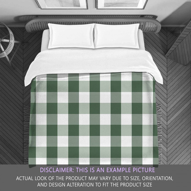 Gingham Comforter, Green/Gray, King Comforter