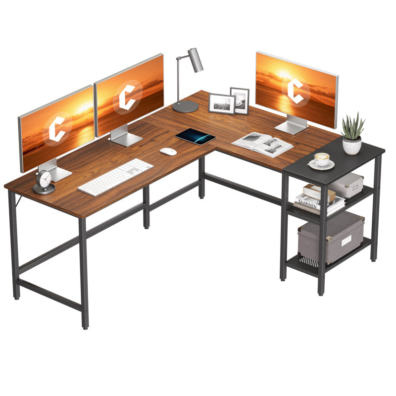 Bureau en L Deylah, Brun / noir