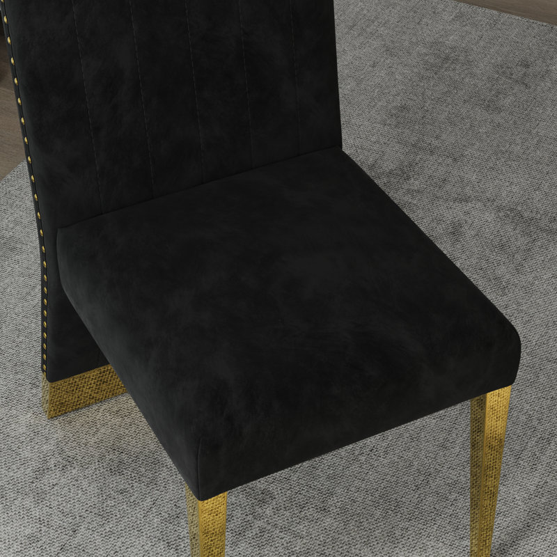 Ensemble de table de salle à manger 5 pièces en marbre noir et or avec 4 chaises en velours noir, 5 pièces: table, 4 chaises