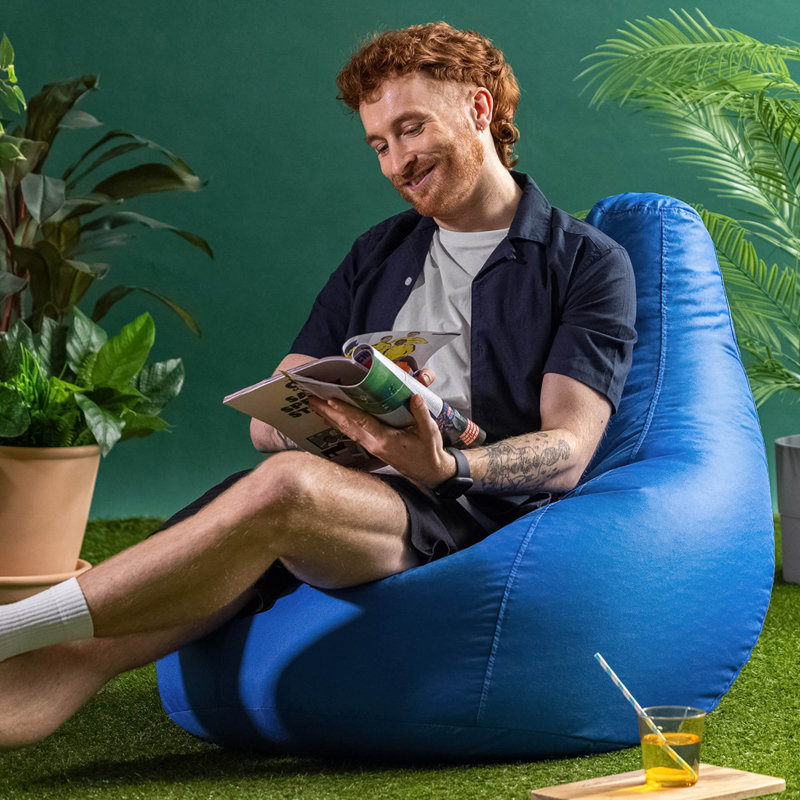 icon Dalton Medium Beanbag Outdoor Black Set of 2, Blue