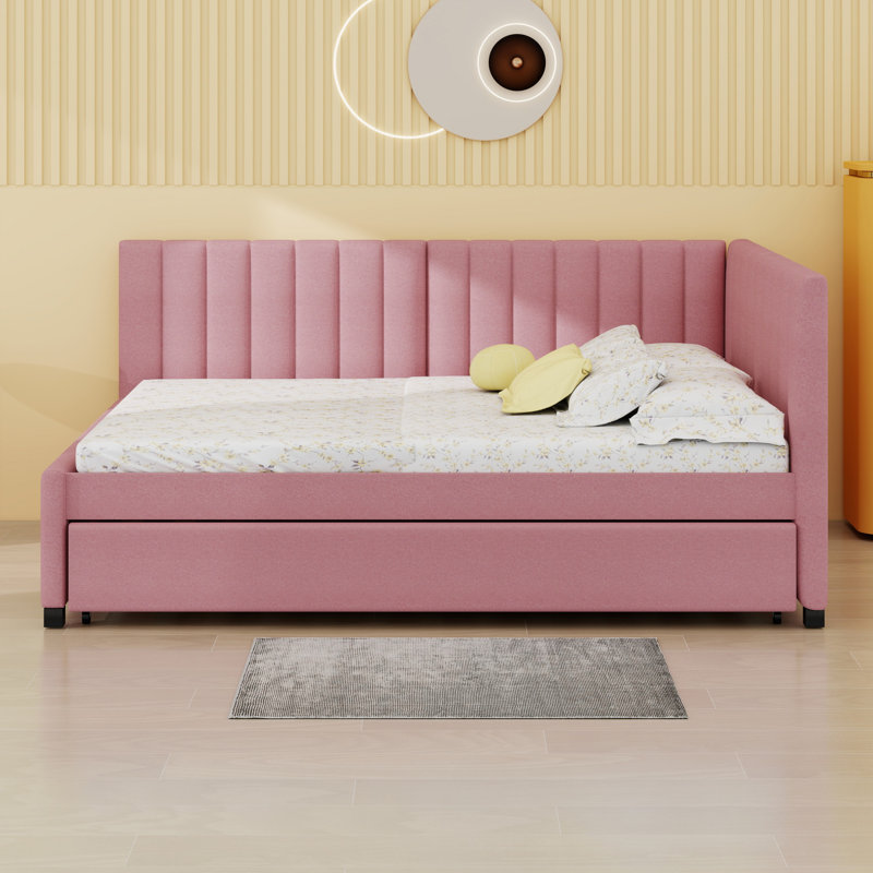 Lit de jour rembourré avec couchette, Complet/Double, Rose