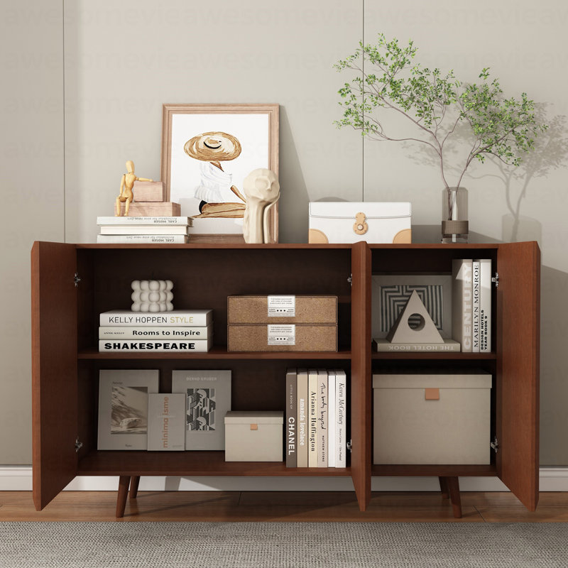 Armoire d'appoint en bois Milo avec portes et tablettes