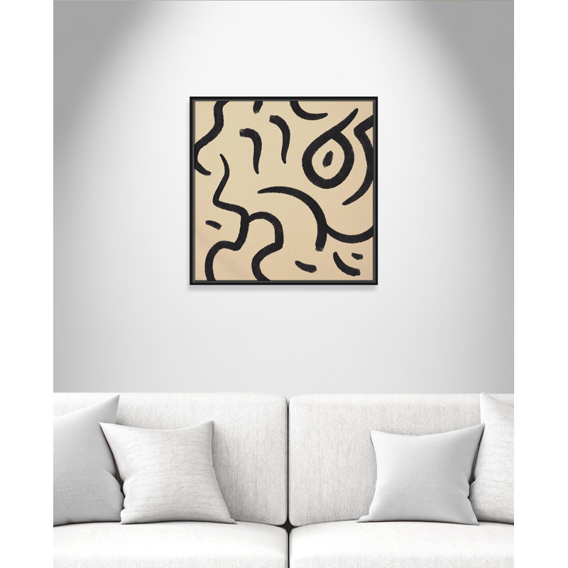 Calculé coups de pinceau - reproduction de cadre flottant sur toile, H 25,5 po x l 25,5 po x P 2 po, Noir