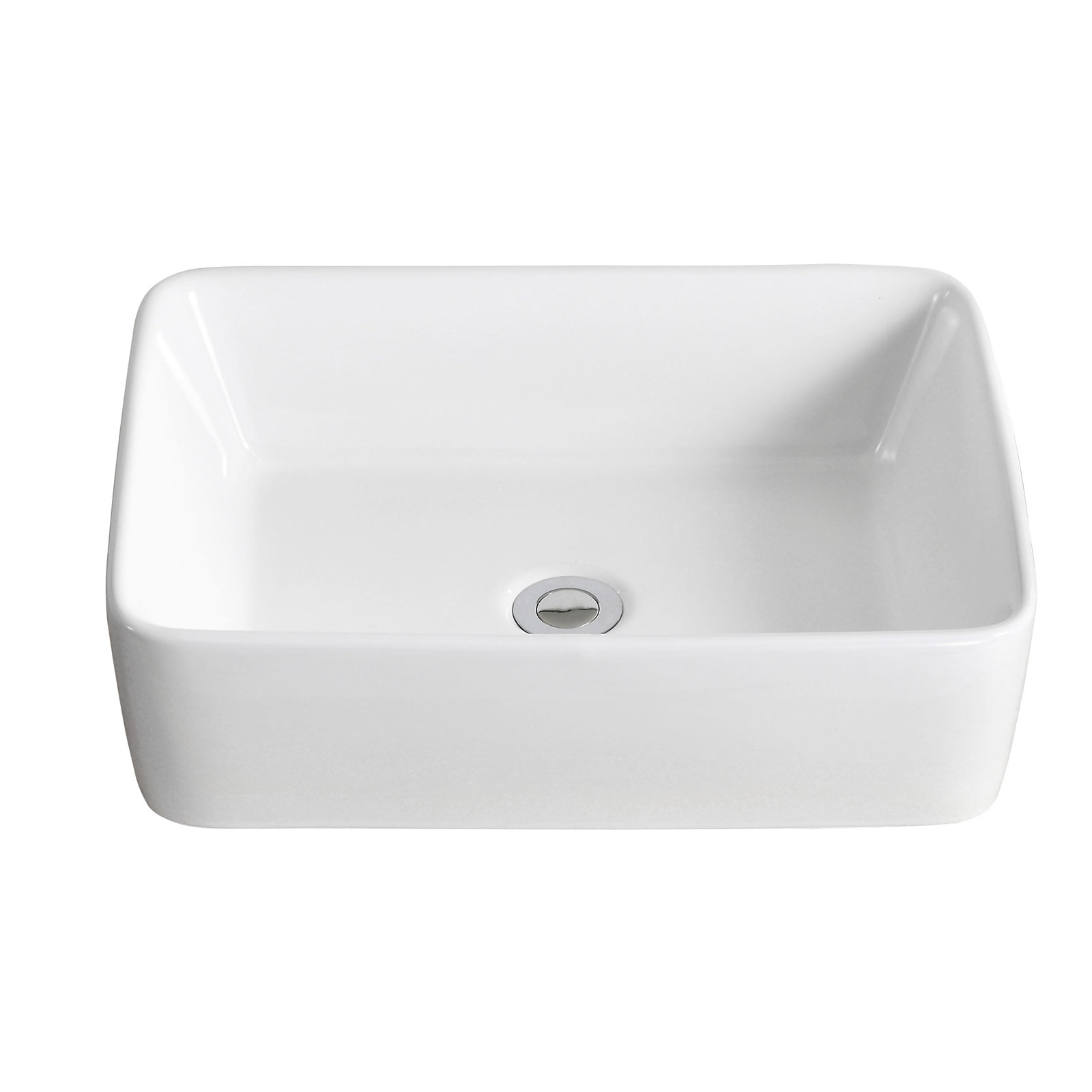 Ally Rectangular Vitreous China Vessel Sink, White