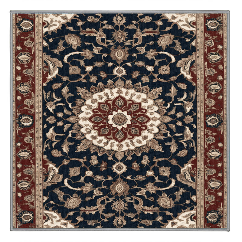 Tapis persan gris lavable à la machine, Carré 7 pi