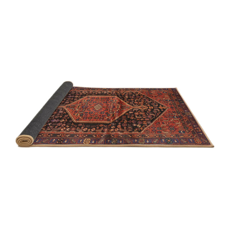 Tapis rouge/vert traditionnel, Rond 7 pi
