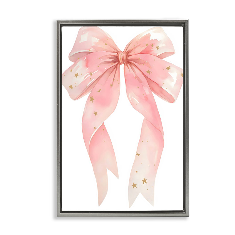 Arc rose avec cadre flottant étoiles dorées, design par Creative Studio, Cadre flottant gris lustré, H 31 po x l 21 po