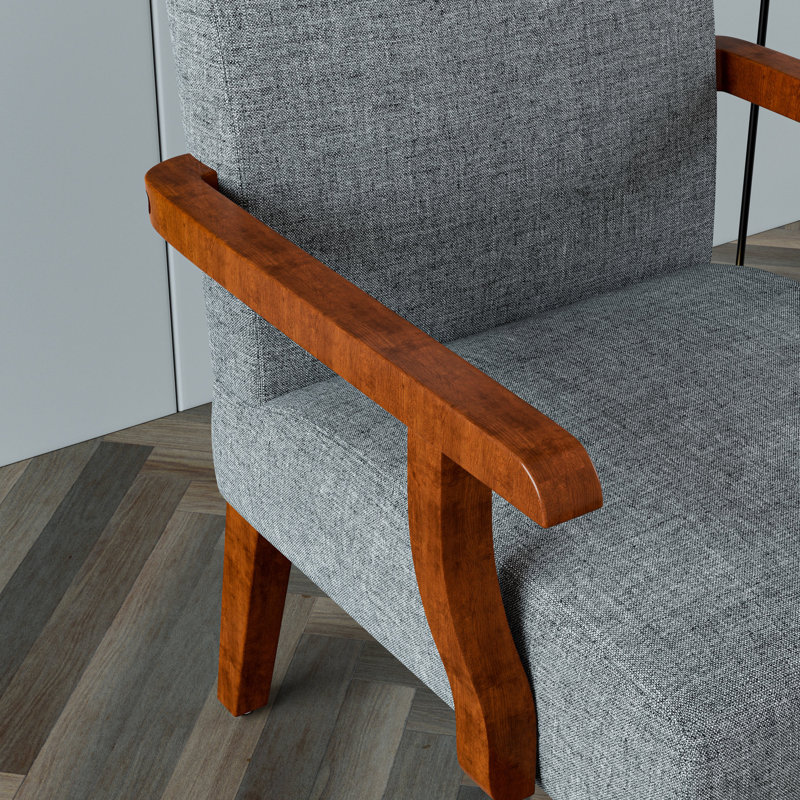 Chaise avec accoudoirs et table d'appoint en tissu gris moderne avec côtés confortables