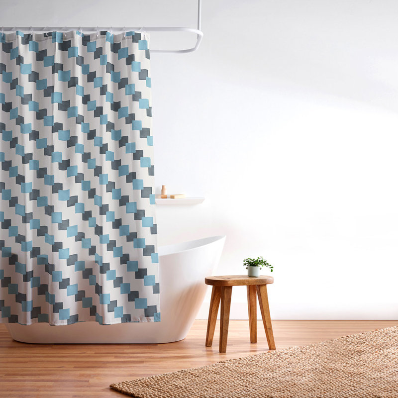 Rideau de douche Ninola Design, Bleu géométrique