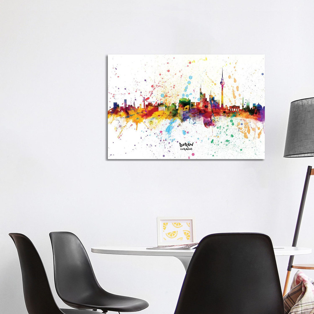 Berlin Germany Skyline Splash - Wrapped Canvas Painting