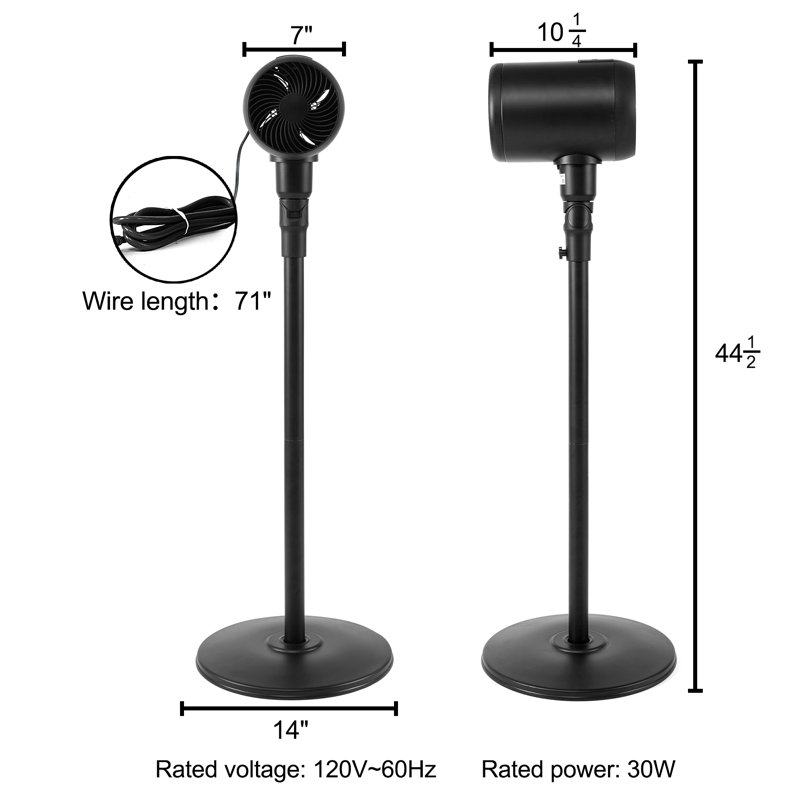Industrial Retro Metal Drum Jet Oscillating Standing Floor Fan Remote Control Timer 3 Speeds Setting