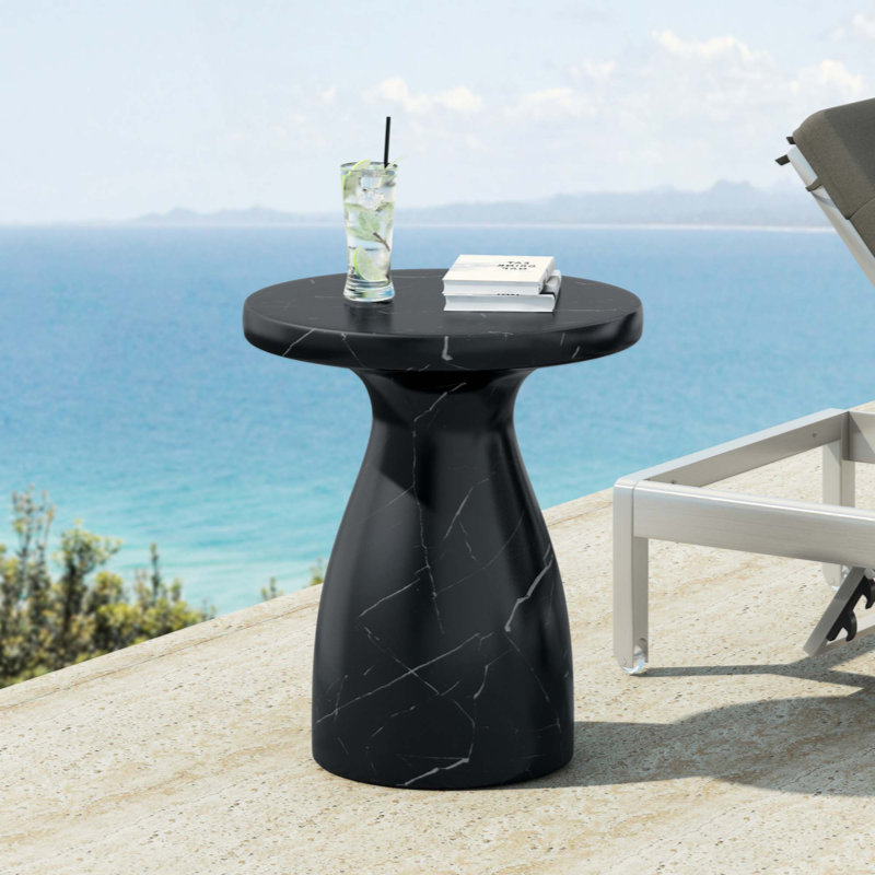 Table de bout d'extérieur en béton avec poids MVER, Magnesium Oxide, Black