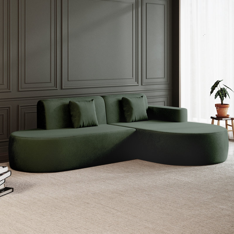 3 Seater Sofa & Chaise, Green