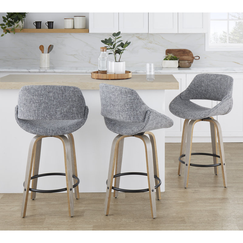 Tabouret de bar pivotant de 26 po Arabelle, Gris clair / noir, Gray, Counter Stool (26" Seat Height)