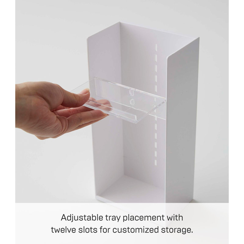 White Adjustable Tier Accessory Organizer with Clear Trays