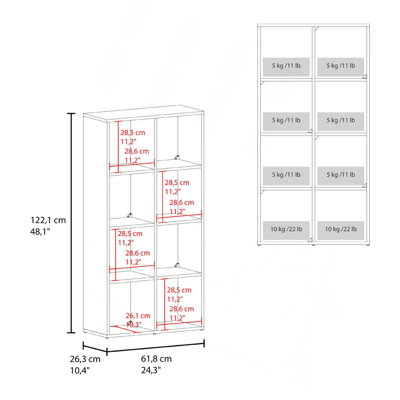 Organisateur de rangement 8 cubes Gridley Drive avec 4 bacs en tissu