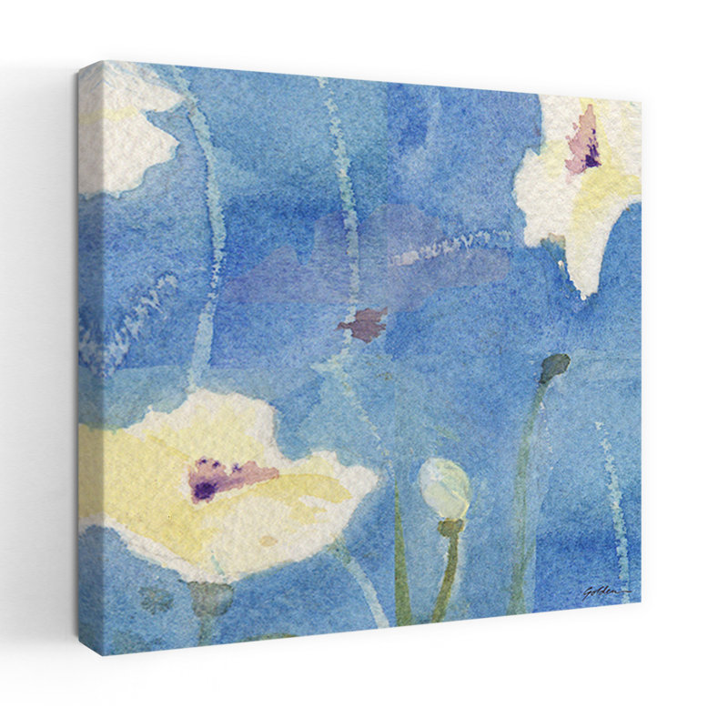 Art contemporain coquelicot blanc, H 18 po x l 18 po