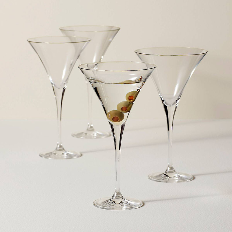 Elegant Clear Crystal Martini Glass Set of 4