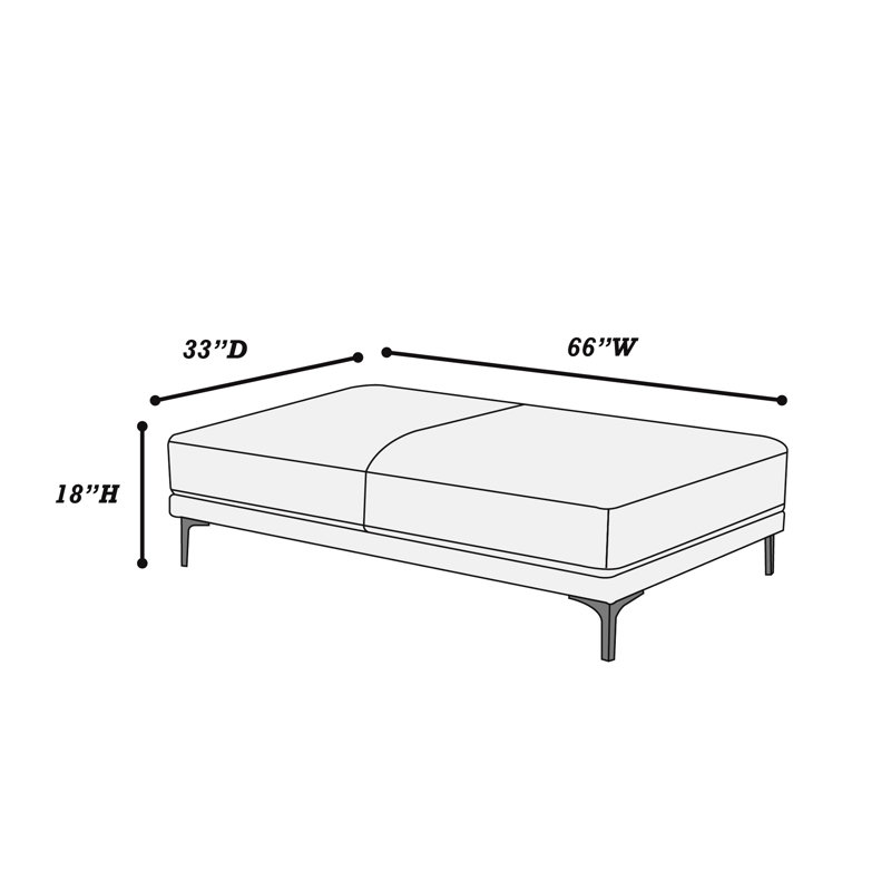 Grand rectangle contemporain en similicuir respirant gris antique avec pieds en métal, 1 pièce pour l'espace de vie principal, pièce épurée de 33 po de largeur