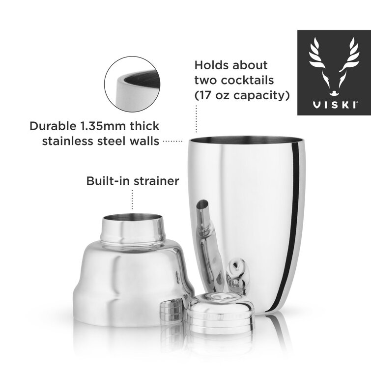 Viski Two-Toned Heavyweight Cocktail Shaker, Stainless Steel Drink Mixer,  with Bar Strainer, Professional Shaker for Martini and Margarita, Gold and  Gunmetal Black Finish, 16.5 oz