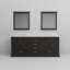 Meuble-lavabo double l 80 po x P 22 po, plateau en marbre de culture et miroir de 30 po-2115615455