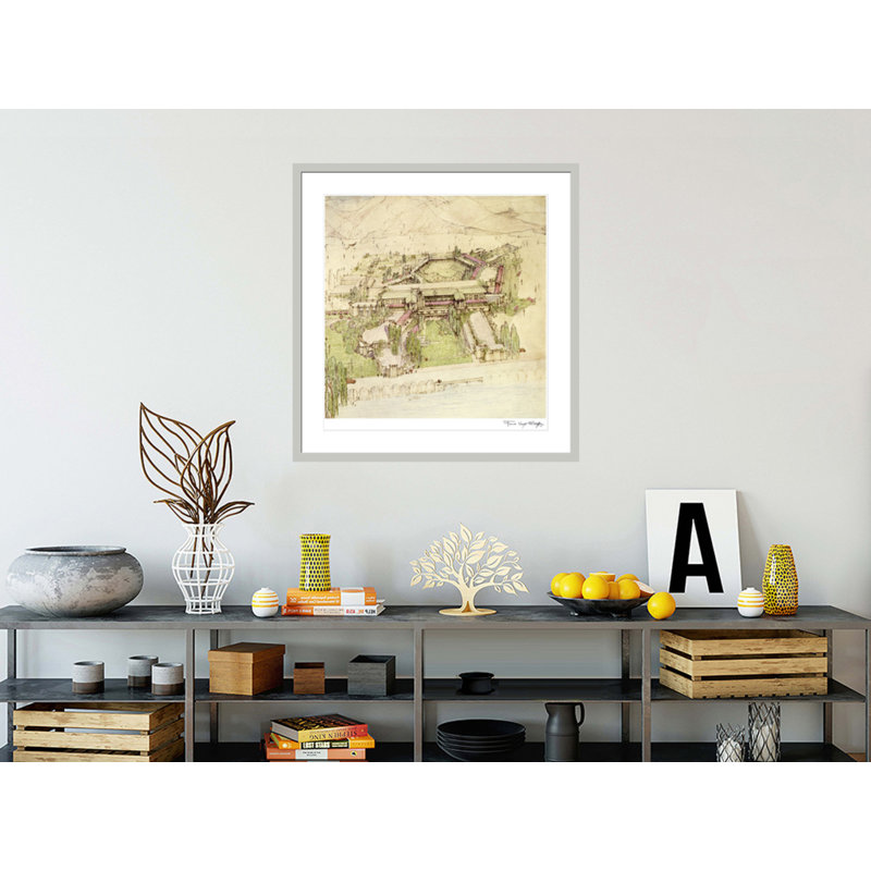 Arizona Biltmore Hotel. «Phoenix Arizona 1928» par Frank Lloyd Wright, impression giclée encadrée, 34.9" H x 33.5" W