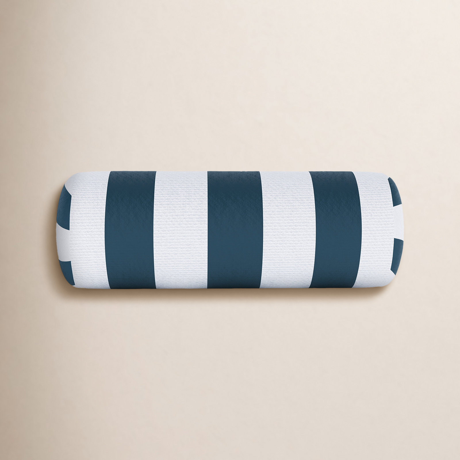 Amala Sunbrella® Throw Pillow, White/Dark Blue Striped