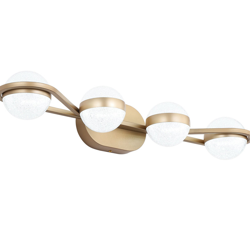 Éclairage de meuble-lavabo mural à DEL à 4 lumières de 28 po avec abat-jour en acrylique couleur sable sable, style écoénergétique et moderne pour armoires à miroir minimalistes, facile à installer