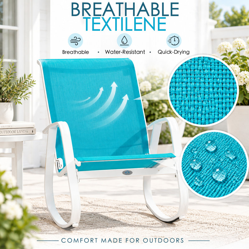 Chaise berçante d'extérieur en métal , Bleu