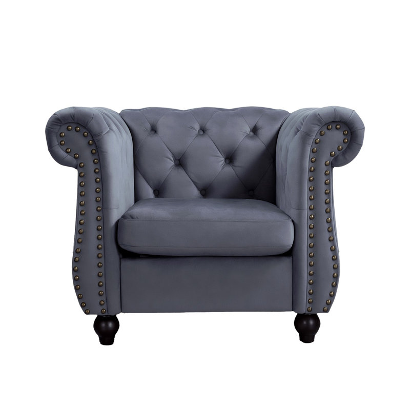 Fauteuil Chesterfield, Polyester gris